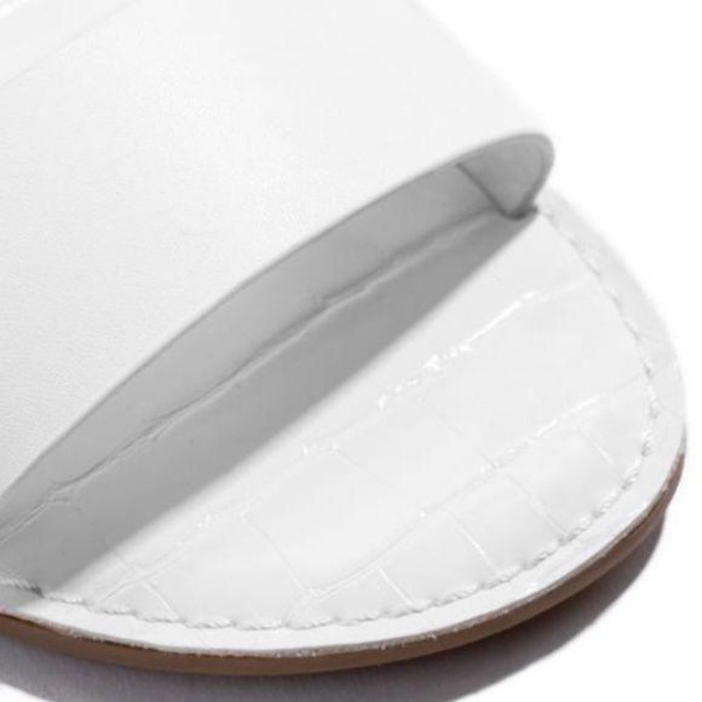 Double Strap Croc & Faux Suede Sandals in White - Picture 4 of 5